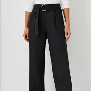 Ann Taylor Belted Flannel Wide Leg Pant